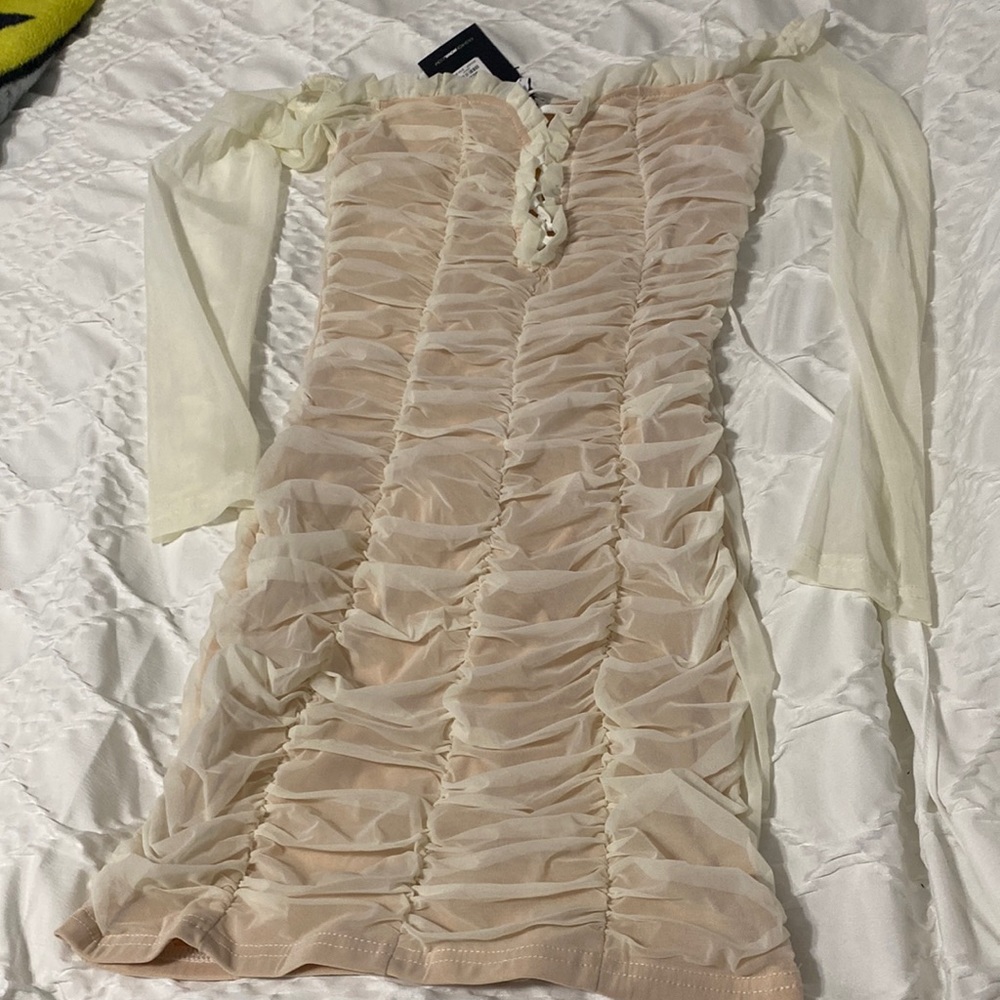 Beige mesh dress